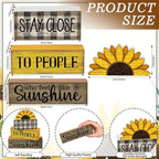 Lineshading 4 Pcs Farmhouse Sunflower Table Decorations Stackable Rustic Wooden Sunflower Block Signs Summer Tiered Tray Decor Centerpiece Rustic Country Sunshine Themed Decor for Home Mantel Shelf