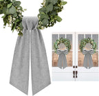 2 Pcs Grey Wreath Sash for Front Door Linen Wreath Ribbon Bow for Yard Porch Garland Home Decor