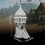RPG Scenery – 1:64 Scale Unpainted TTRPG Buildings for Role Playing & DND Campaigns, Table Maps Characters Accessory – Medieval Village B AF1124B