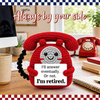 Belatelove Funny Retirement Gift for Men Women, Handmade Crochet Telephone Doll, Humorous Retirement Gift for Dad Mom Friend Coworker Boss, Cute Office Desk Decor for Newly Retired
