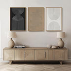 Large Framed Black and White Neutral Abstract Wall Art, 3 Piece Minimalist Canvas Prints Paintings Artwork for Walls, Boho Geometric Pictures for Living Room Hallway Office Wall Decor Total 30x60 In