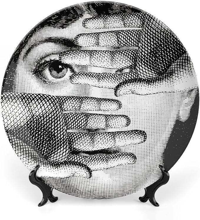 Lina Cavalieri Plate, Wall Decorative Plate, Mysterious Face Plate Wall Hanging Decoration,Including Bracket and Special Spring Hook, 8inch, Style4