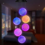 Color Changing Solar Power Wind Chime Spiral Spinner Crystal Ball Wind Mobile Portable Waterproof Outdoor Decorative Romantic Wind Bell Light for Patio Yard Garden Home (Crystal Ball)
