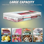 HIBAG 20 Gallon Under Bed Storage Containers, Underbed Clothing Storage Bins, Clear Plastic Organizer with Reinforced Handles, for Clothes Comforters Blankets Towels Pillows Bedding (2 Pack)