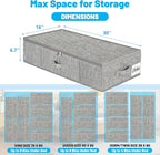 Under Bed Storage Container Bins 2 Pack, Low Profile Foldable Underbed Clothes Storage Organizer W/ Ultra Thick Fabric and Sturdy Bottom/Sides, Dual Zipper Storage Box for Dorm and Home 30x16x6.7"