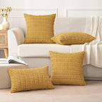 MIULEE Pack of 2 Corduroy Decorative Throw Pillow Covers 18x18 Inch Soft Boho Striped Pillow Covers Modern Farmhouse Home Decor for Summer Sofa Living Room Couch Bed Yellow