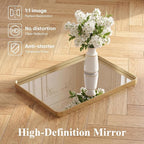 Sweetcrispy Bathroom Wall Mirror, 40x30 Inch Wall Mount Mirror for Over Sink, Modern Rounded Rectangle Vanity Mirrors with Matte Metal Framed, for Home Decor, Living Room, Bedroom, Gold