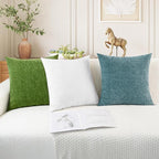 CaliTime Throw Pillow Covers Decorative 16 X 16 Inches Pack of 2 Cozy Chenille Cushion Cases for Couch Sofa Bed Living Room Home True White