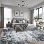 10x12 Area Rug Living Room Rug: Washable Modern Abstract Soft Thin Rug Indoor Floor No Slip Stain Resistant Carpet for Bedroom Dining Room Farmhouse Nursery Home Office - Dark-Black