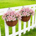 24 Bundles Artificial Flowers for Outdoor Realistic Faux Flower Spring Summer Garden Home Decoration, Hanging Daisy with Eucalyptus Leaves Fake Plants Greenery Balcony Porch Patio Front Door Decor
