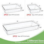 6 PCS Clear Plastic Drawer Organizer, Large 15" X 6" 3-Size Acrylic Stackable Kitchen Drawer Storage Tray, Bathroom Drawer Organizer Trays, Storage bins for Cosmetics Bathroom Kitchen Office