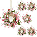 6 PCS Artificial Spring Summer Swag Wreaths Mini Pink Forsythia Lavender Kitchen Cabinet Wreath Small Floral Hanging Flowers Wreaths for Front Door Wedding Farmhouse Porch Wall Window Tabletop Decor
