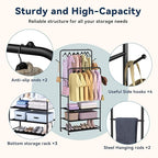 Whitmor Heavy Duty Adjustable Garment Rack-Rolling Clothes Organizer, Black and Chrome
