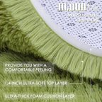 OLANLY Grass Green Round Rugs for Bedroom - Machine Washable, 8 ft Circle Area Rugs for Living Room, Soft and Fluffy Shaggy Carpet for Teen Girls and Boys, Nursery Rooms, Dorms, Home Decor Aesthetic