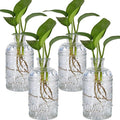 4-Piece Modern Transparent Glass Rectangular Propagation Vase Set for Indoor Use, Holds Water, Perfect for Home Decor, Table, Shelf, Desk, Office