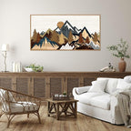 SIGNINART Vintage Mountain Framed Canvas Wall Art, Boho Sunrise Art Prints, Forest Nature Wilderness Art Paintings, Modern Farmhouse Woodcut Style Wall Decor for Living Room Bedroom, Office 20"x40"