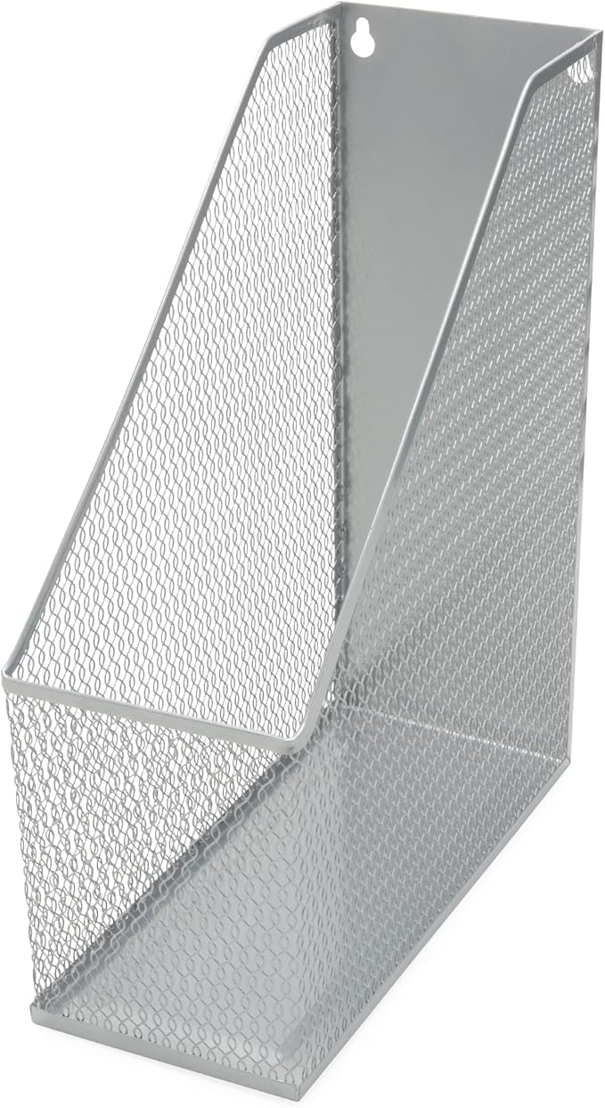 YBM HOME Mesh Steel Deluxe Magazine Rack, Extra Wide Magazine File Holder (1, Silver)