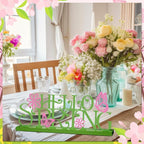 Teenyyou Holiday Word Sign with Wooden Base Home Seasonal Table Decor Metal Word Letter for Holiday Centerpiece Tabletop Desk Decorations(Hello Spring)