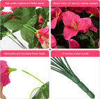 INSPRING Faux Bougainvillea Artificial Flowers for Outdoors Spring Outside Decor, 4 Bundles UV Resistant Realistic Fake Plants Silk Flowers for Porch Patio Window Outdoor Planter Garden Home, Hotpink