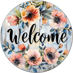 Welcome Metal Sign Vintage Tin Sign Round Sign Aluminum Sign for Farmhouse Kitchen Outdoor Outside Home Backyard Wall Decor 12 Inch
