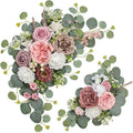 Odouzy Artificial Wedding Arch Flowers for Wedding Sign,Set of 2 for Wedding Welcome Ceremony Sign,Faux Floral Swags,Wedding, Banquet and Reception Backdrop Floral Decoration (Coffee Pink)