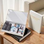 JARLINK Aesthetic Decorative Books, Set of 3 Linen Faux Books for Coffee Table, Bookshelf or Mantle Decor, Stylish Book Storage Boxes for Home Decor, Photo Organization, and Keepsake Storage, Black