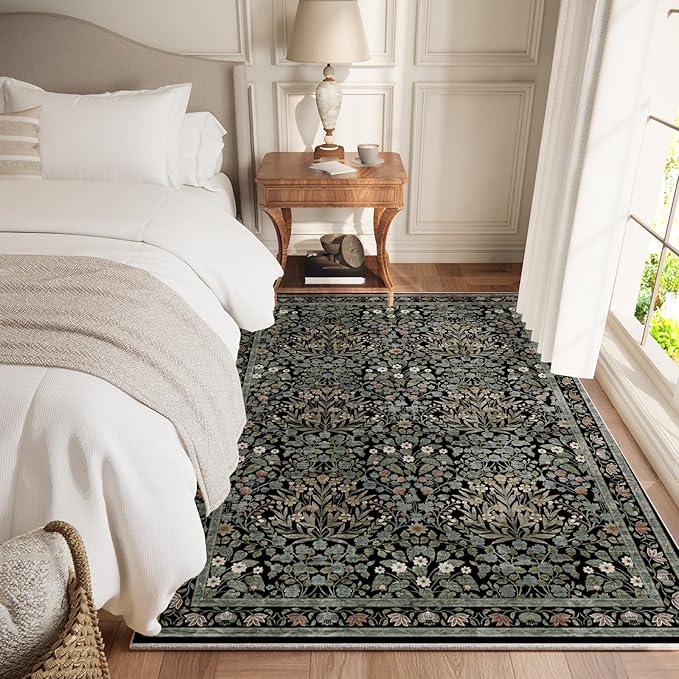 Traditional Design Vintage Floral Area Rug 4 x 6,Washable Area Rugs - Perfect for Living Room, Bedroom, Pet & Child Friendly, Nursery - Stain & Water Resistant Non-Slip, Dining Room Decor