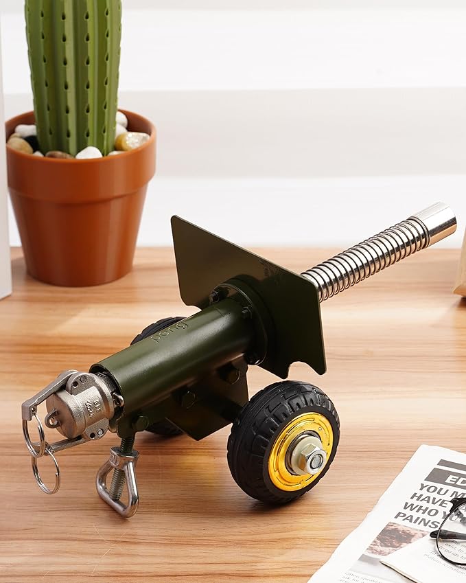 Firecracker Cannon, Stainless Steel Mini Cannon Model Shoots Firecrackers, Military Collectible Ornaments, Robust 4 lbs Construction, Home Decor Collectible Vehicles Toy Gift, Green