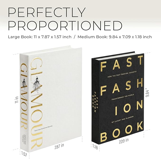 Decorative Books for Home Decor – Black & Ivory Linen Faux Books for Decoration: Aesthetic Fake Book Shelf, Living Room, Mantle, Entryway & Coffee Table Decor – Stack Faux Book Storage Box, Set of 2