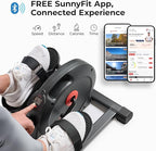 Sunny Health & Fitness Under Desk Pedal Elliptical Machine, Adjustable Resistance Leg Exerciser Home Workout While Sitting for Seniors, Optional Motorize or in Pink with SunnyFit App via Bluetooth