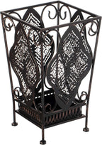 Dualplex Umbrella Holder Umbrella Stand Rack Metal Entry Hallway Décor w/Removable Drip Tray for Home Office Holds Umbrellas Canes Walking Sticks 16" Tall (Square, Antique)