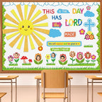 HIQINLUG Religious Christian Classroom Bulletin Board Set with Lord Spring Theme Elements for Sunday School Bible Classroom Wall Decor