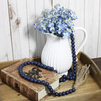 Farmhouse Decor Beads 59in Wooden Bead Garland with Tassels Rustic Coastal Room Accent Halloween Decorations for Home Wall Hanging Kitchen Island Table Mantle Shelf Country Decor, Navy Blue