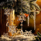 Giegxin 32 Pcs Crystal Christmas Ornaments Crystal Hanging Snowflakes Acrylic Xmas Tree Icicle Drop Decorations with Hooks for Christmas Snow Party Winter(Transparent)