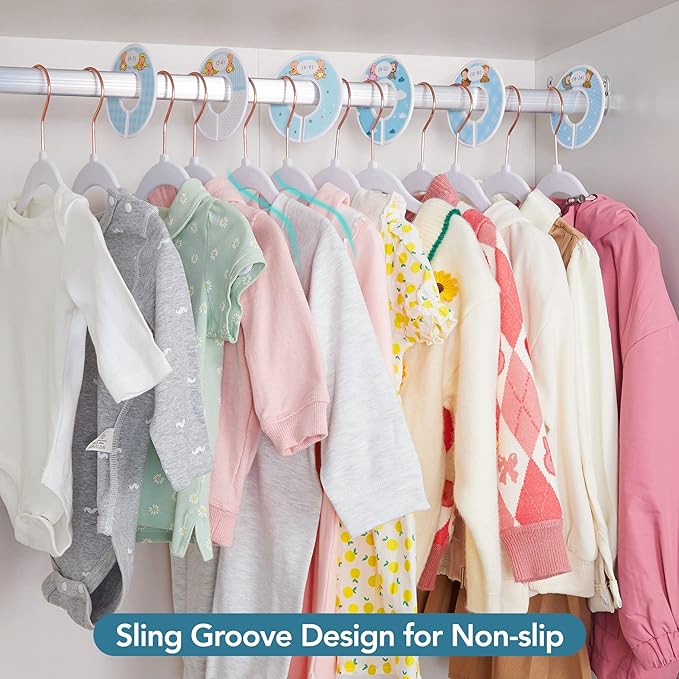 Smartor 11.8" Premium Baby Hangers Velvet for Closet 50 Pack, Durable Kids Felt Hangers Non Slip for Toddler, Baby Clothes Hangers for Childrens on Closet Storage (Rose Gold Hook)- White