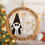 Engagement Ornament, Gnome Ornaments, Gnome Gifts for Women, Wedding Ornaments, Our Adventure Awaits Engaged 2026 Wooden Keepsake, Handmade Couple Christmas Decoration, Engagement Gifts Ready to Gift