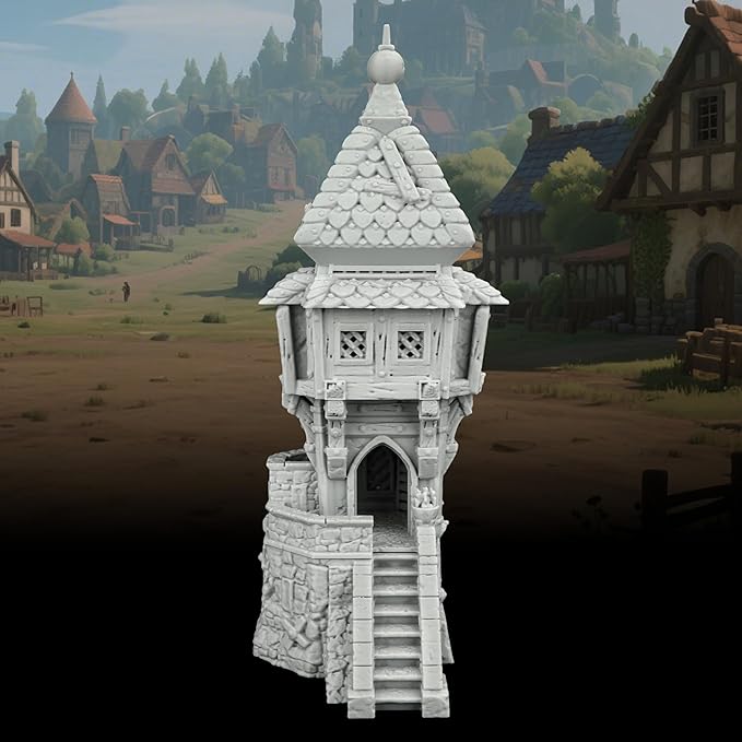 RPG Scenery – 1:64 Scale Unpainted TTRPG Buildings for Role Playing & DND Campaigns, Table Maps Characters Accessory – Medieval Village B AF1124B