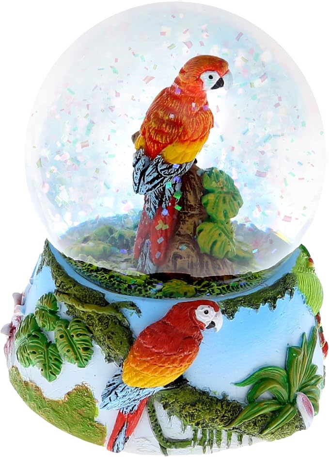 CoTa Global Parrot Snow Globe - Sparkly Water Globe Figurine with Sparkling Glitter, Collectible Novelty Ornament for Home Decor, for Birthdays, Christmas, and Valentine's Day - 65mm