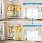Ulif E4 Clothes Rack, Heavy-Duty Garment Rack, Metal Freestanding Clothing Organization Storage System Can Be L-shaped with Shelves and Hangers, Max Load 962lbs, 71.6" W x 14.5" D x 79.3" H, White