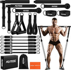 Pilates Bar Kit with Resistance Bands, Heavy Duty Pilates Equipment for Men, Training Bands with Handles for Legs, Hip, Back, Arm, Abs, Chest, Shoulders, Portable Home Gym Workout Equipment