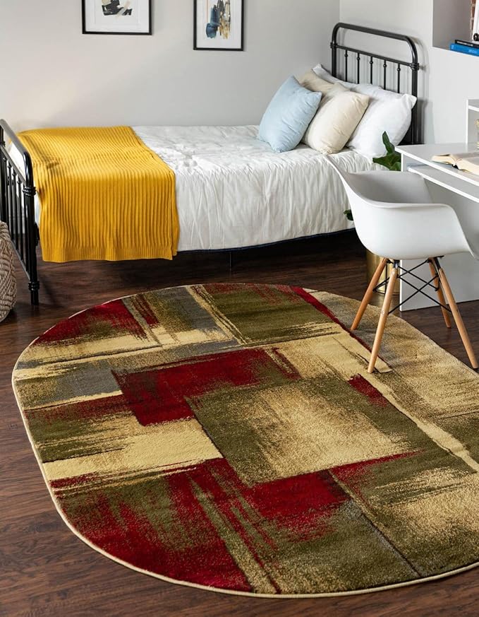 Unique Loom Barista Collection Area Rug - Timor (2' 2" x 3' 1" Oval, Multi/Red)