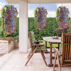 Artificial Hanging Flowers for Outdoors, 6 Pcs Fake Plant for Spring Summer Decoration, UV Resistant Realistic Silk Faux Flowers Outside Indoor Planter Porch Patio Balcony Yard Decor