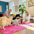 OLANLY 8x10 Machine Washable Large Area Rugs for Living Room, Bedroom, Soft Fluffy Shaggy Bedside Rug, Indoor Floor Carpet for Kids Girls and Boys, Dorms, Nursery, Home Decor Aesthetic, Hot Pink