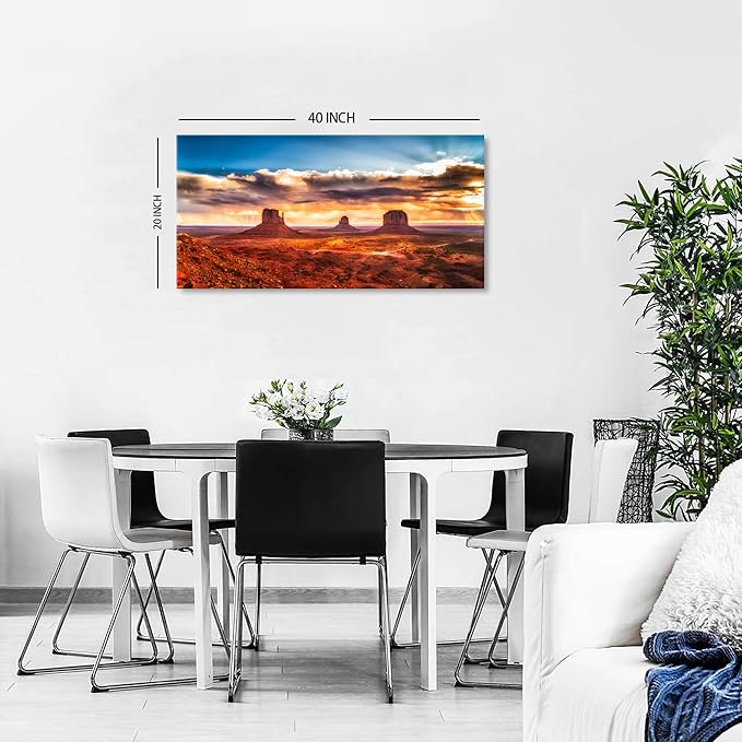 Monument Valley Mountain Wall Art Sunset Desert Wall Decor Nature National Park Posters Arizona Landscape Pictures Modern Scenery Canvas Prints Artwork for Living Room Bedroom Home Decorations 20x40"