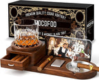 Father Day Gifts Wood Cigar Ashtray Cigarettes Ashtrays for Indoor Outdoor Patio Home Office Use Square Wooden Brown Cigar Ash Tray Father s Day Gift Ideas for Men with GIFT BOX (with drawer)