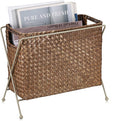 BTSKY Magazine Basket, Mail Basket for Counter, Woven Storage Bin with Metal Rack & Handle for Files, Books, Newspapers, Desktop Organizer for Office, Living Room, Dorm, Bathroom, 12"x5.7"x8.7"