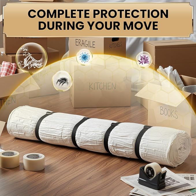TAILI Mattress Vacuum Storage Bag, Twin/Twin-XL Foam Mattress Vacuum Bag with 4 Straps, Sealable Bag for Memory Foam, Latex, Easy Moving, Transport and Storage