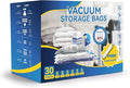 30 Pack Compression Storage Bags, Vacuum Storage Bags, Space Saver Bags for Comforters, Blankets, Pillows and Clothes Storage, Hand Pump Included (5 Jumbo/5 L/5 M/5 S/5 Roll M/5 Roll S)