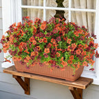 Artificial Fake Mums Fall Flowers for Outdoors Decoration,12 Bundles Faux Silk Daisy Flowers for Outdoor Planter UV Resistant Look Real for Home Front Door Porch Patio Outside Yard(Orange Brown)