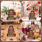 Moucuny 4 Pcs Christmas Table Decoration Christian Wooden Stacked Block, Jesus is the Reason for the Season Signs with Nativity Scene, Rustic Religious Christmas Tiered Tray Decor for Home Church